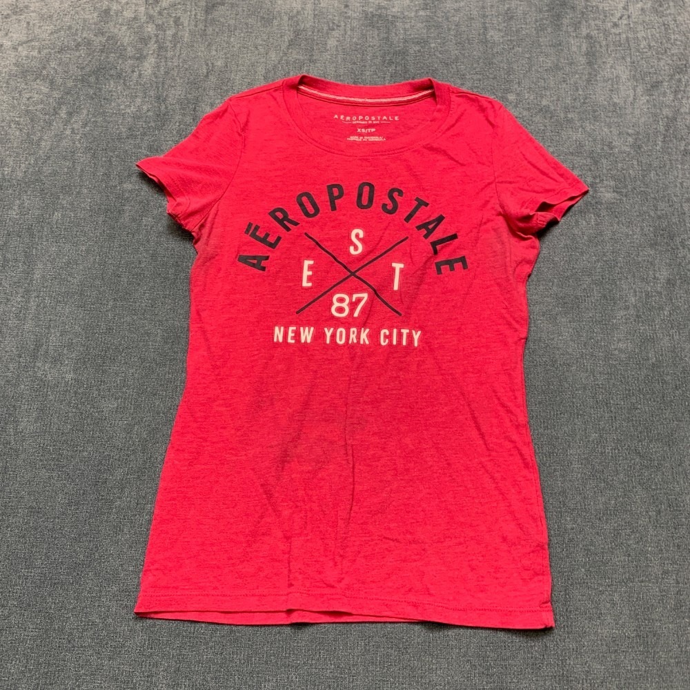 Aeropostale EST 87 T Shirt Womens XS Red Graphic New York City Crew Neck